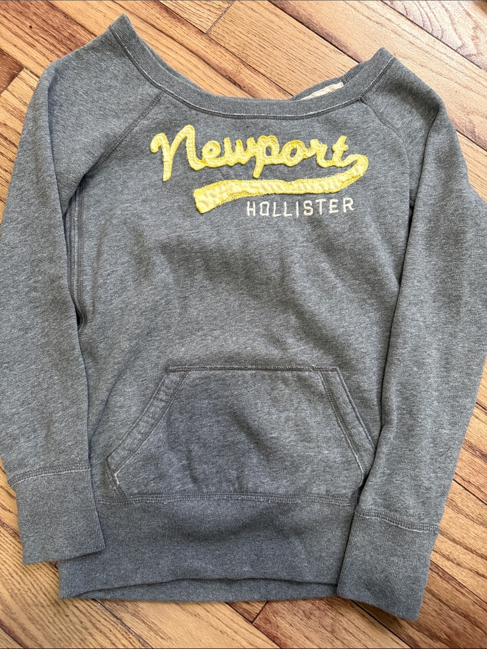 Hollister Gray Pullover with Yellow Accent Script